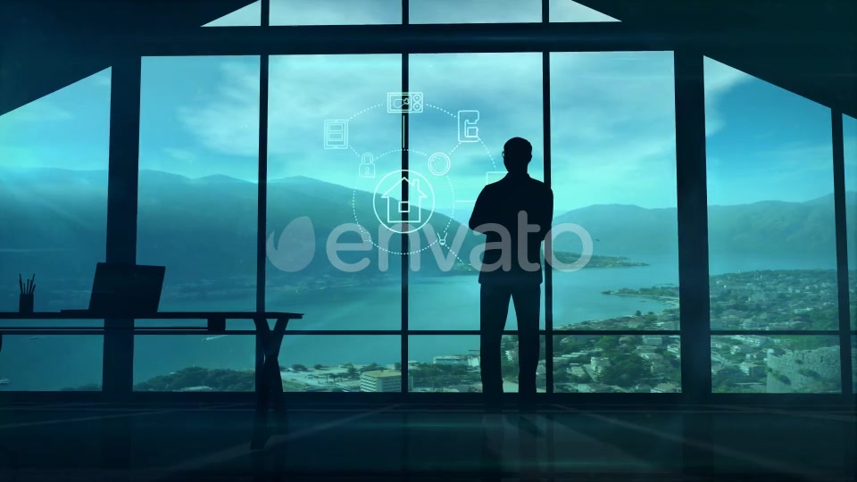 IOT Infographics And The Silhouette Of A Businessman Videohive 22315192 Motion Graphics Image 3