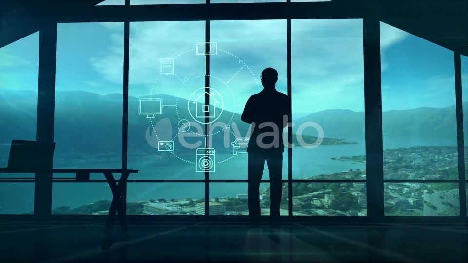 IOT Infographics And The Silhouette Of A Businessman Videohive 22315192 Motion Graphics Image 4
