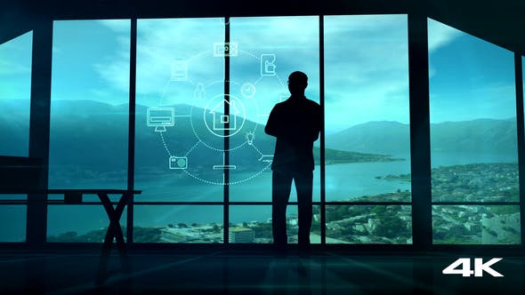IOT Infographics And The Silhouette Of A Businessman - Download Videohive 22315192
