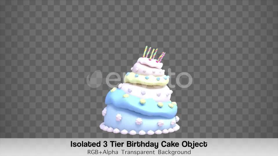 Isolated 3 Tier Birthday Cake Object Videohive 23829530 Motion Graphics Image 1