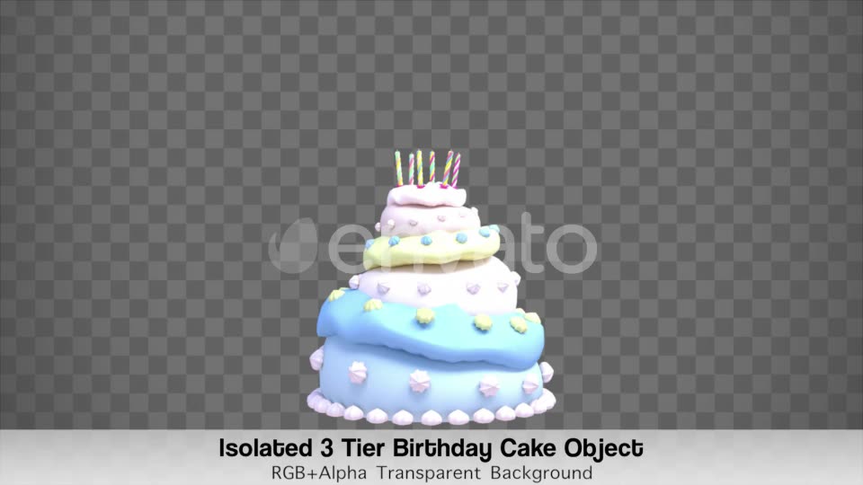 Isolated 3 Tier Birthday Cake Object Videohive 23829530 Motion Graphics Image 2