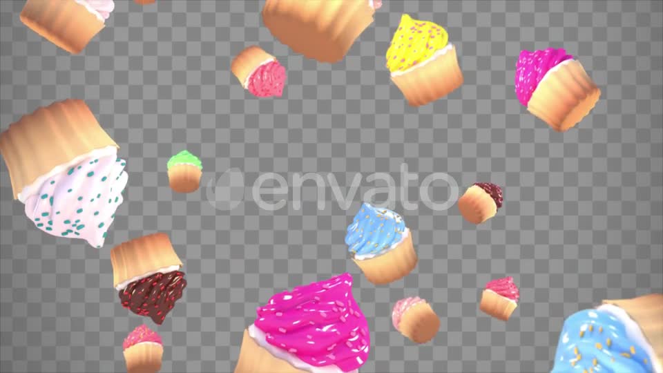 Isolated Falling Cupcakes Overlay Videohive 23806820 Motion Graphics Image 1