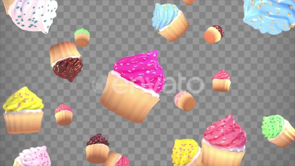 Isolated Falling Cupcakes Overlay Videohive 23806820 Motion Graphics Image 11