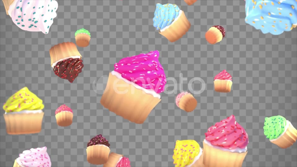 Isolated Falling Cupcakes Overlay Videohive 23806820 Motion Graphics Image 3