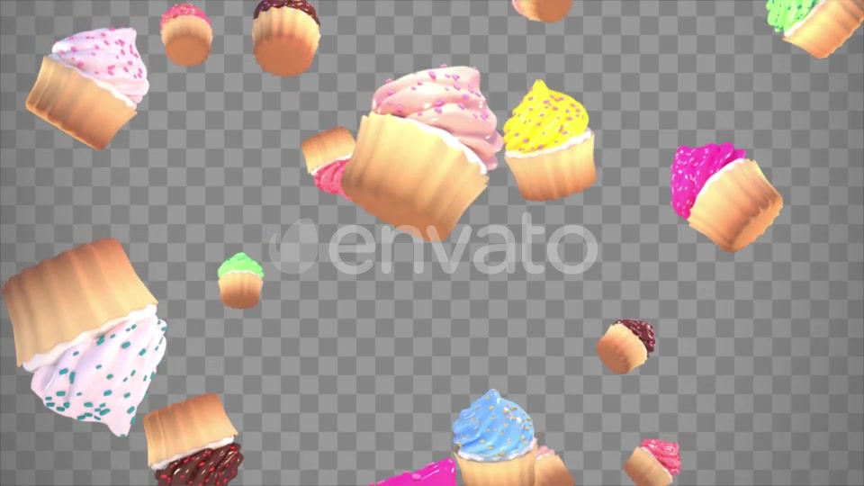 Isolated Falling Cupcakes Overlay Videohive 23806820 Motion Graphics Image 4