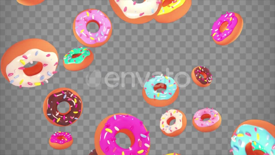 Isolated Falling Donuts Overlay Videohive 23946319 Motion Graphics Image 1