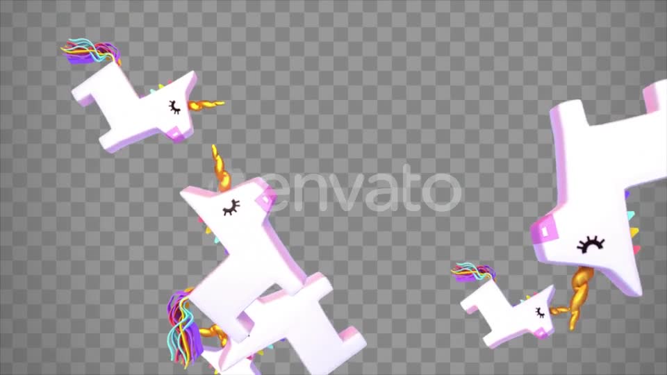 Isolated Falling Unicorn Pinatas Overlay Videohive 23673980 Motion Graphics Image 1