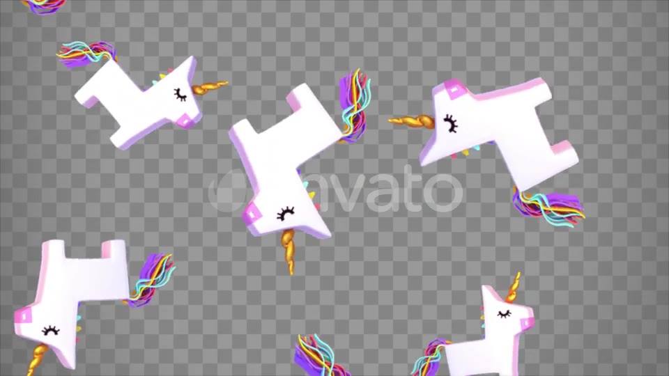 Isolated Falling Unicorn Pinatas Overlay Videohive 23673980 Motion Graphics Image 2