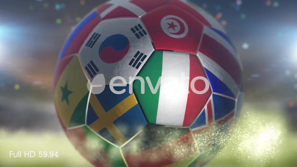 Italy Flag on a Soccer Ball Football in Stadium Videohive 21868162 Motion Graphics Image 3