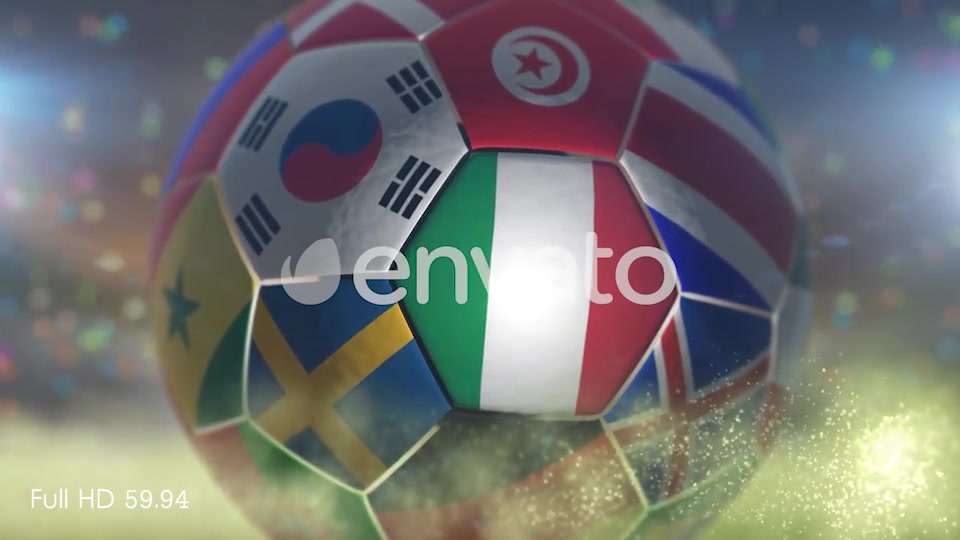 Italy Flag on a Soccer Ball Football in Stadium Videohive 21868162 Motion Graphics Image 4