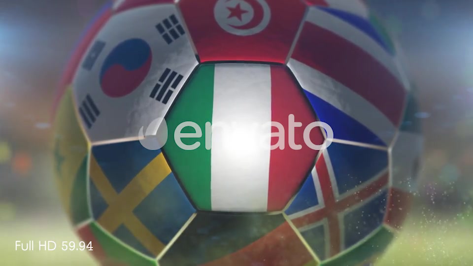 Italy Flag on a Soccer Ball Football in Stadium Videohive 21868162 Motion Graphics Image 6
