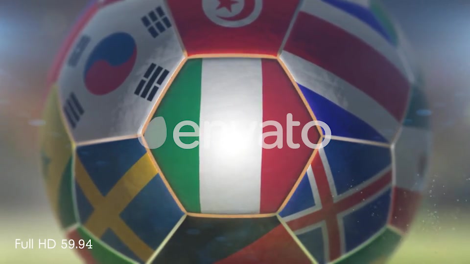 Italy Flag on a Soccer Ball Football in Stadium Videohive 21868162 Motion Graphics Image 7