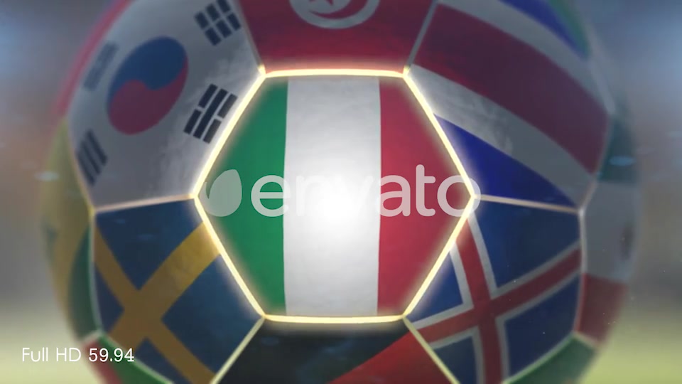 Italy Flag on a Soccer Ball Football in Stadium Videohive 21868162 Motion Graphics Image 8
