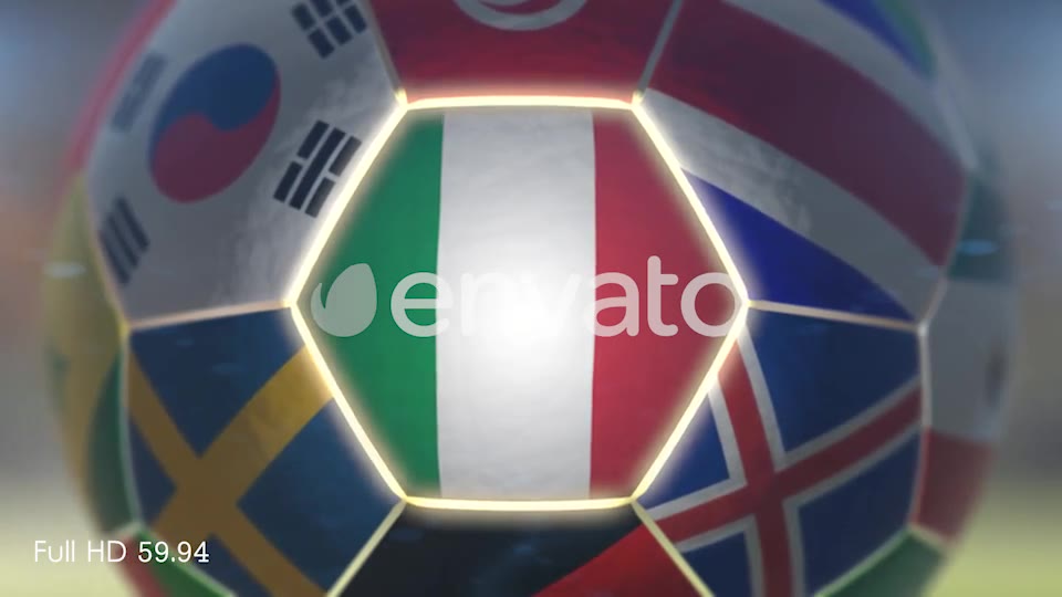 Italy Flag on a Soccer Ball Football in Stadium Videohive 21868162 Motion Graphics Image 9