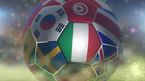 Italy Flag on a Soccer Ball Football in Stadium - 21868162 Videohive Download