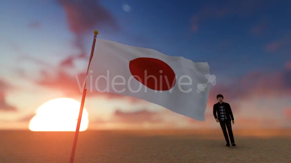 Japan Flag and Walking Man Videohive 19500925 Motion Graphics Image 3