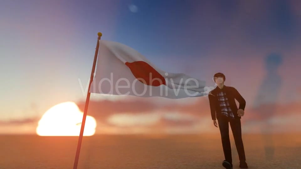 Japan Flag and Walking Man Videohive 19500925 Motion Graphics Image 4
