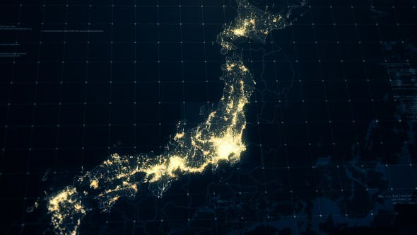 Japan Map at Night 4K - Videohive 19428878 Download
