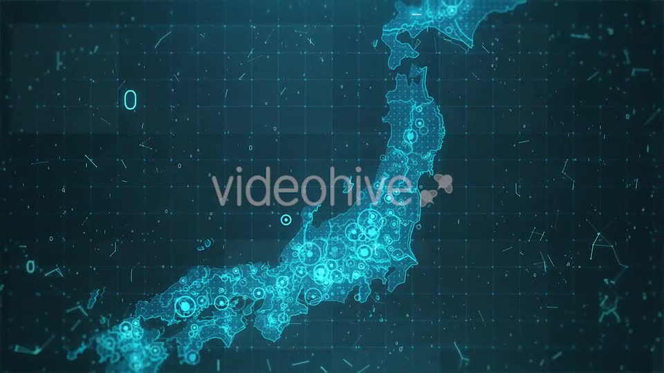 Japan Map Background Cities Connections 4K Videohive 18445529 Motion Graphics Image 1
