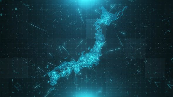 Japan Map Background Cities Connections 4K - Videohive 18445529 Download