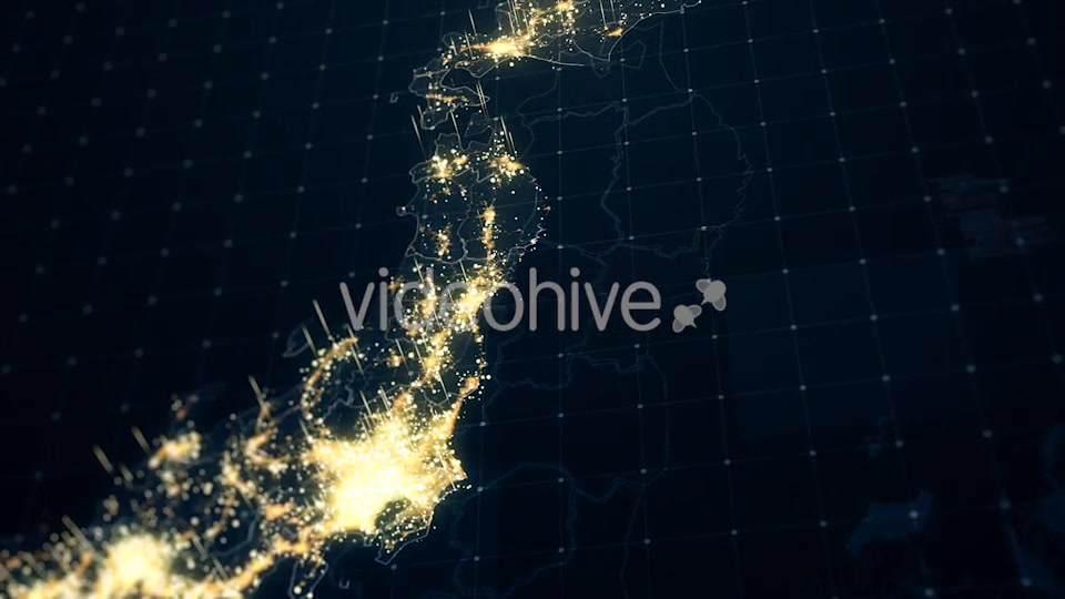 Japan Map Night Lighting Close View HD Videohive 19430144 Motion Graphics Image 4