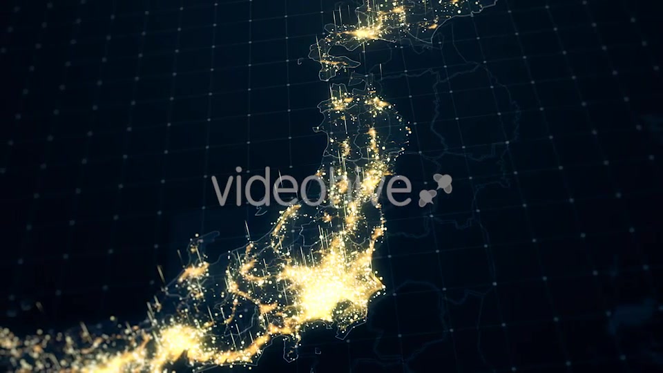 Japan Map Night Lighting Close View HD Videohive 19430144 Motion Graphics Image 5