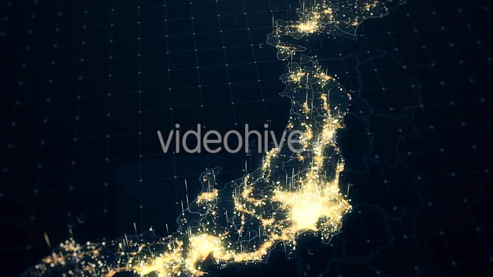 Japan Map Night Lighting Close View HD Videohive 19430144 Motion Graphics Image 6
