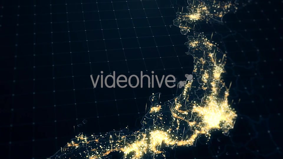 Japan Map Night Lighting Close View HD Videohive 19430144 Motion Graphics Image 7