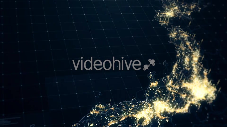 Japan Map Night Lighting Close View HD Videohive 19430144 Motion Graphics Image 8