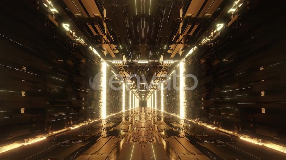 Loop Gold Digital Futuristic Neon Tunnel Videohive 24101322 Motion Graphics Image 2