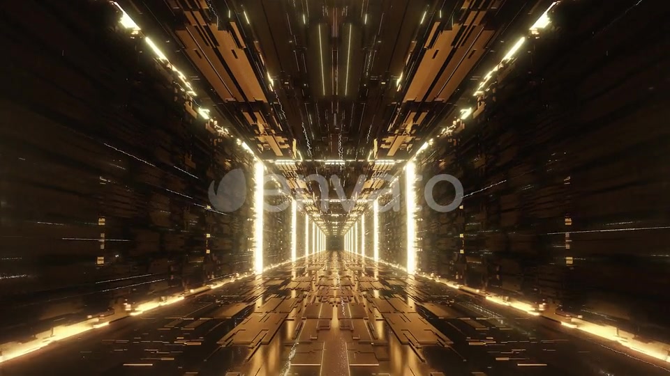 Loop Gold Digital Futuristic Neon Tunnel Videohive 24101322 Motion Graphics Image 3