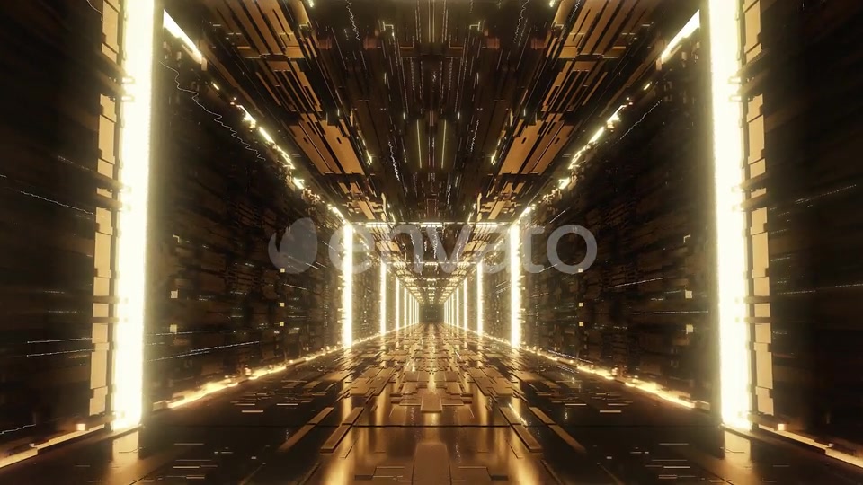 Loop Gold Digital Futuristic Neon Tunnel Videohive 24101322 Motion Graphics Image 4