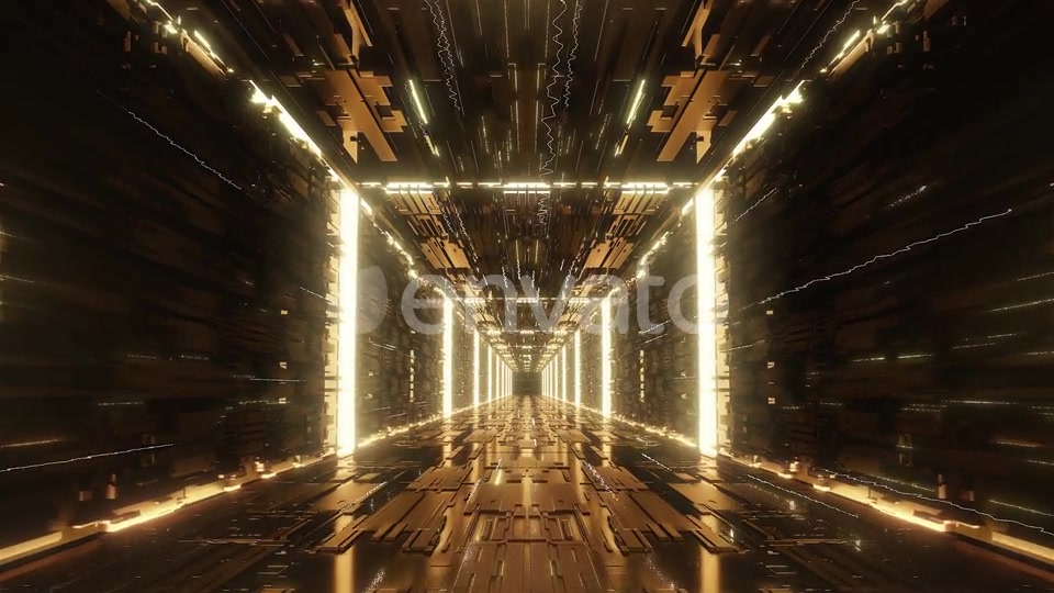 Loop Gold Digital Futuristic Neon Tunnel Videohive 24101322 Motion Graphics Image 6