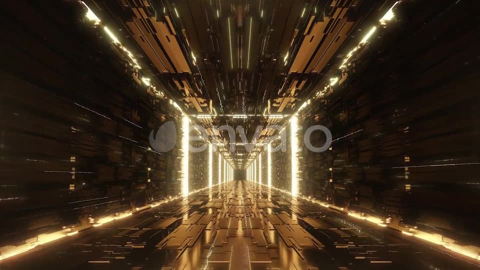 Loop Gold Digital Futuristic Neon Tunnel Videohive 24101322 Motion Graphics Image 8
