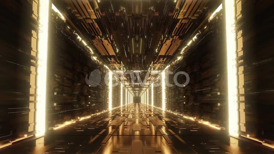 Loop Gold Digital Futuristic Neon Tunnel Videohive 24101322 Motion Graphics Image 9