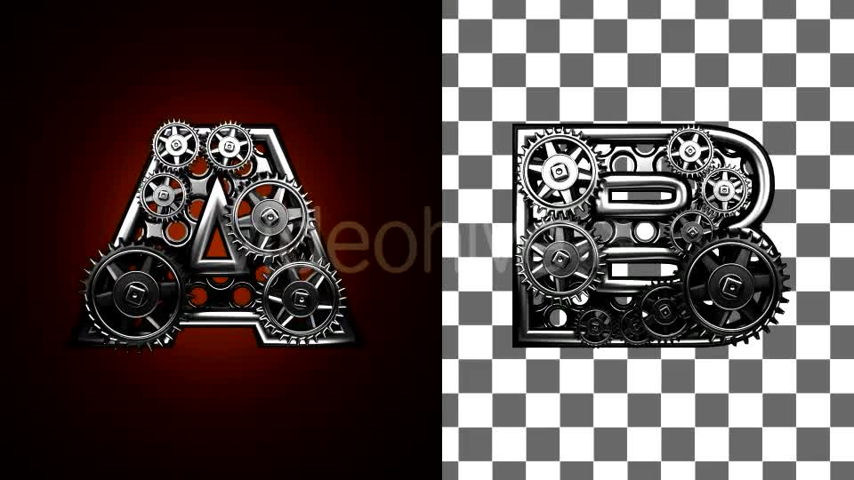 Loop Metal Alphabet with Gears Mechanic Videohive 19103849 Motion Graphics Image 1
