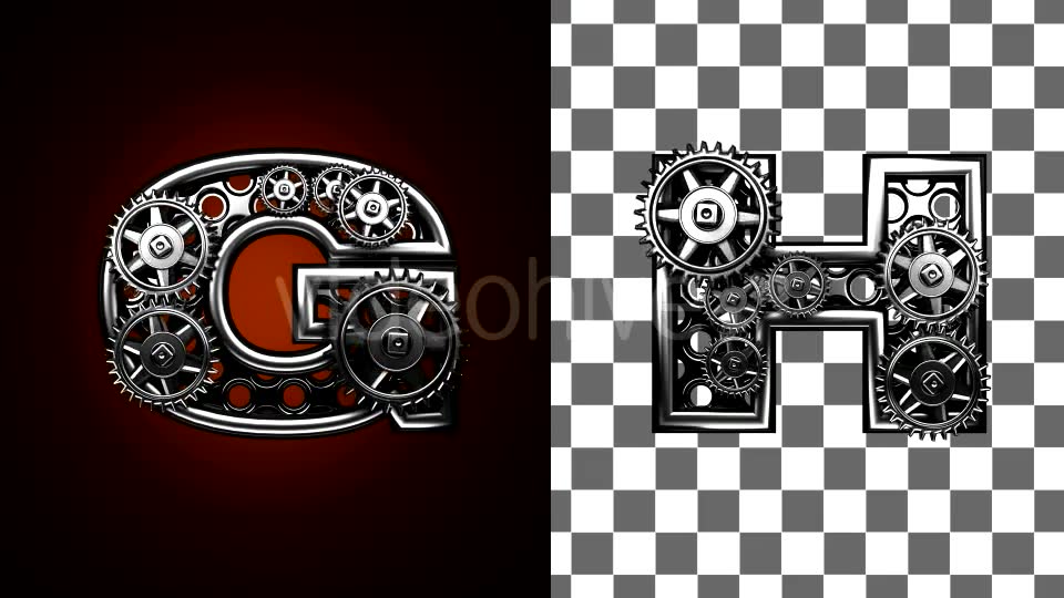 Loop Metal Alphabet with Gears Mechanic Videohive 19103849 Motion Graphics Image 3