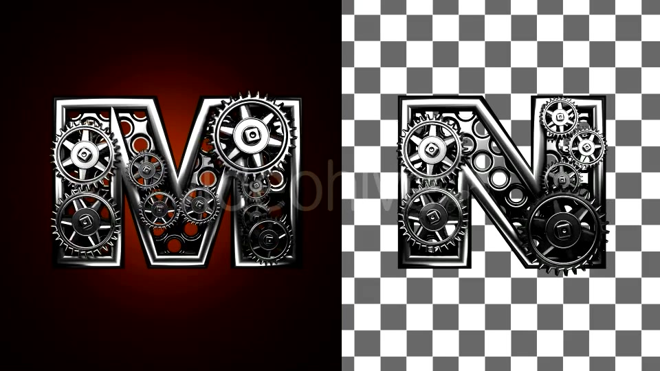 Loop Metal Alphabet with Gears Mechanic Videohive 19103849 Motion Graphics Image 5