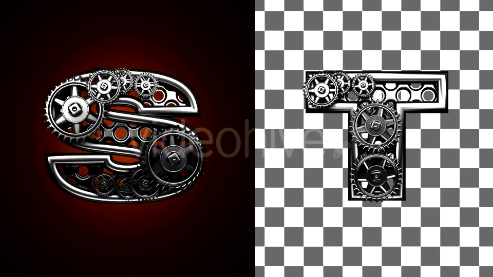Loop Metal Alphabet with Gears Mechanic Videohive 19103849 Motion Graphics Image 7