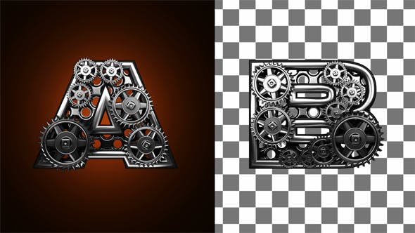 Loop Metal Alphabet with Gears Mechanic - Download 19103849 Videohive
