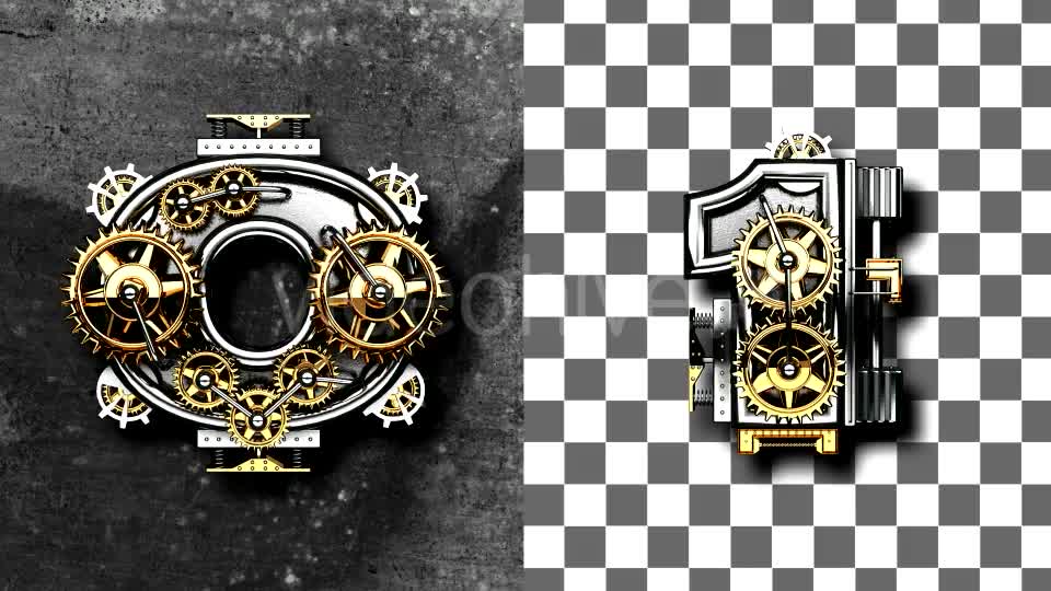 Loop Metal Numbers with Gears Mechanic Videohive 19077485 Motion Graphics Image 1