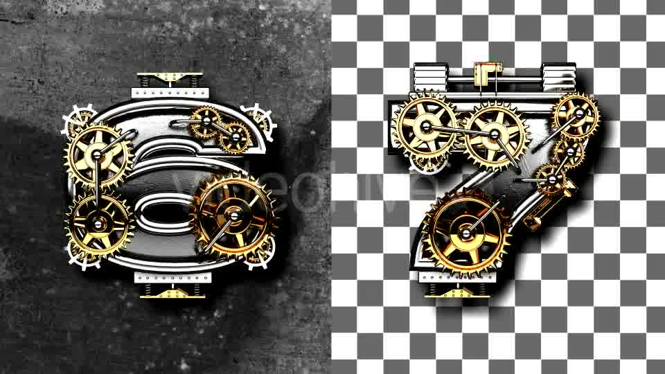Loop Metal Numbers with Gears Mechanic Videohive 19077485 Motion Graphics Image 10