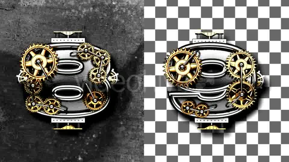 Loop Metal Numbers with Gears Mechanic Videohive 19077485 Motion Graphics Image 11