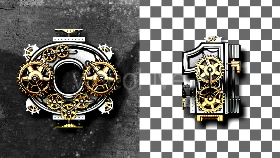 Loop Metal Numbers with Gears Mechanic Videohive 19077485 Motion Graphics Image 3