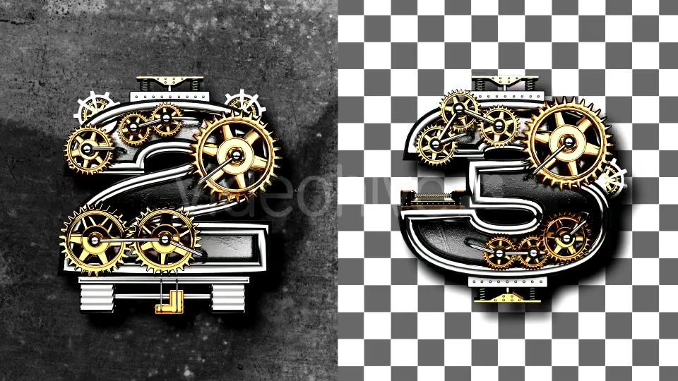 Loop Metal Numbers with Gears Mechanic Videohive 19077485 Motion Graphics Image 5