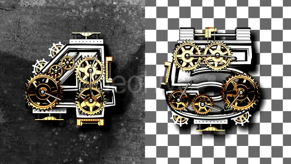 Loop Metal Numbers with Gears Mechanic Videohive 19077485 Motion Graphics Image 6