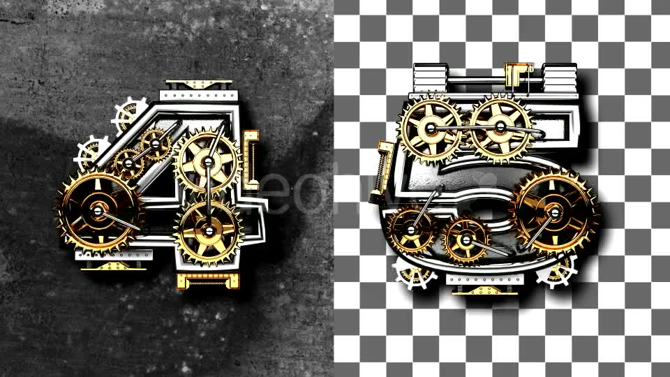 Loop Metal Numbers with Gears Mechanic Videohive 19077485 Motion Graphics Image 7