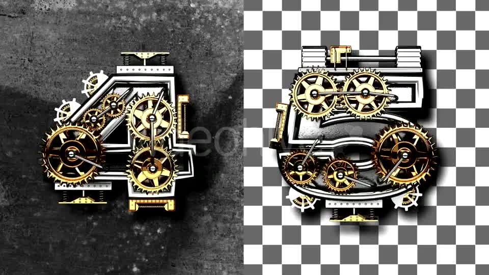 Loop Metal Numbers with Gears Mechanic Videohive 19077485 Motion Graphics Image 8