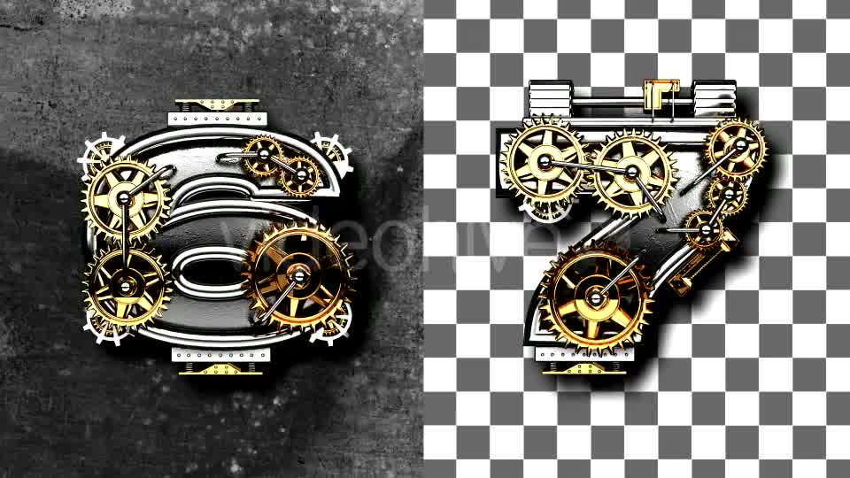 Loop Metal Numbers with Gears Mechanic Videohive 19077485 Motion Graphics Image 9