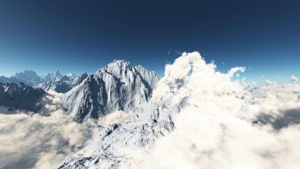 Loop Mountains in Snow and Clouds at Blue Sky - Videohive Download 19540978